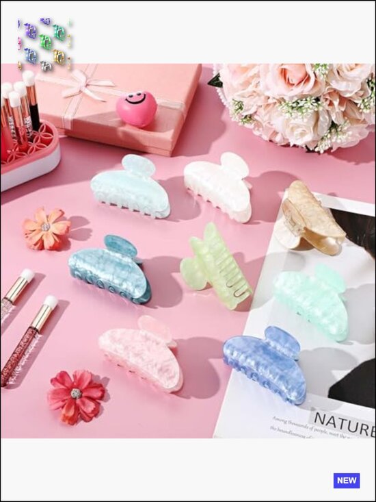 64 Large Acrylic Hair Claw Clips Bulk Non-Slip Strong Hold Barrettes Set main image 6